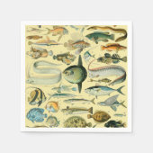 Vintage Fish Scientific Fishing Art Serviette (Vorderseite)