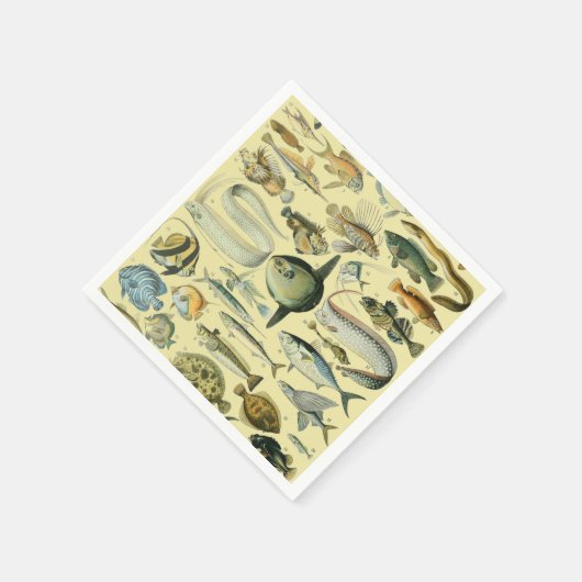 Vintage Fish Scientific Fishing Art Serviette (Ecke)