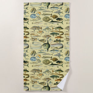 Vintage Fish Scientific Fishing Art Strandtuch