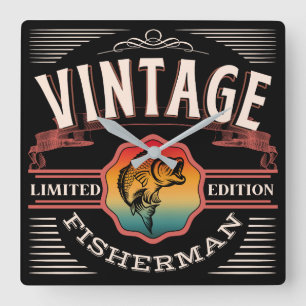 VINTAGE FISHERMAN LIMITIERTE EDITION QUADRATISCHE WANDUHR