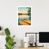 Vintage Fishers Indiana Poster (Heimbüro)