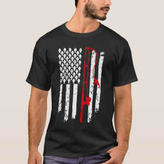 Vintage Fishing American Flag Bass Fishing T-Shirt