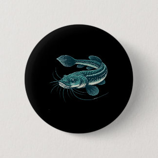 Vintage Fishing Artwork Walking Catfish Button