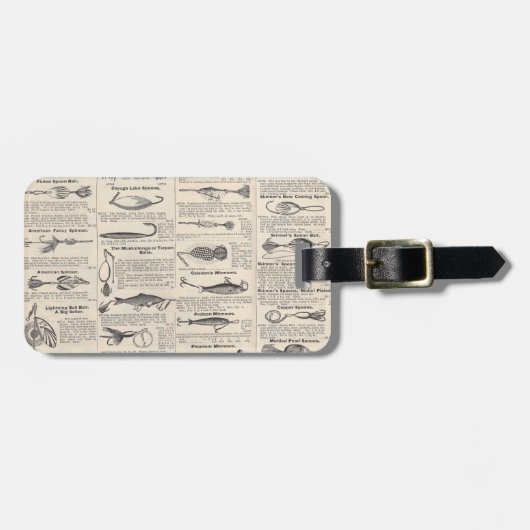 Vintage Fishing Lures: Antique 1900s Fisherman Gepäckanhänger (Vorderseite horizontal)