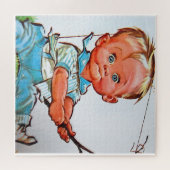 "Vintage Fishing Toddler" Puzzle (Horizontal)