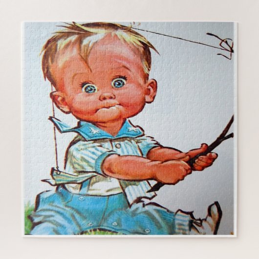 "Vintage Fishing Toddler" Puzzle (Vertikal)