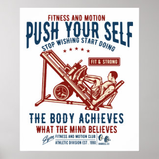 Vintage Fitnessstudio Motivationsposter Poster