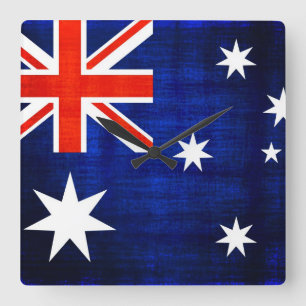 Vintage Flag Australien 2 Quadratische Wanduhr