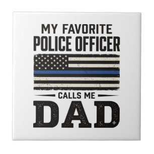 Vintage-Flag-Shirt-Design für Polizeibeamten-Vater Fliese