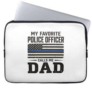 Vintage-Flag-Shirt-Design für Polizeibeamten-Vater Laptopschutzhülle