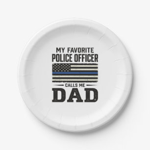 Vintage-Flag-Shirt-Design für Polizeibeamten-Vater Pappteller