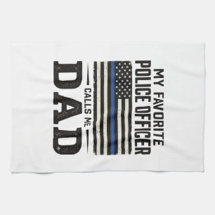Vintage-Flag-Shirt-Design für Polizeibeamter-Vater Geschirrtuch