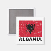 Vintage Flagge Albaniens Magnet (Vorderseite/Rückseite)