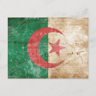 Vintage Flagge Algeriens Postkarte