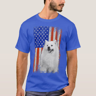 Vintage-Flagge American Eskimo Dog Papa Mama Welpe T-Shirt