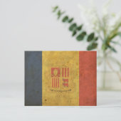 Vintage Flagge Andorra Postkarte (Stehend Vorderseite)
