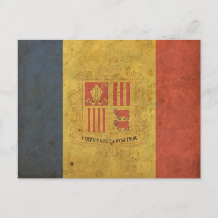 Vintage Flagge Andorra Postkarte