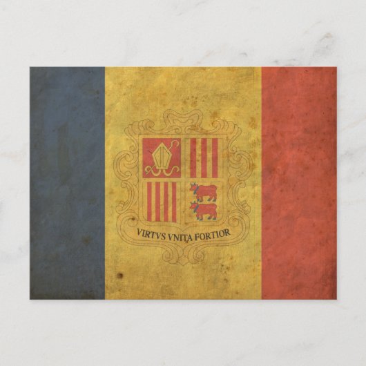 Vintage Flagge Andorra Postkarte (Vorderseite)