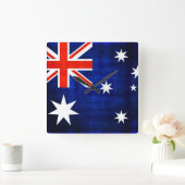Vintage Flagge Australien 2 Quadratische Wanduhr (Zuhause)