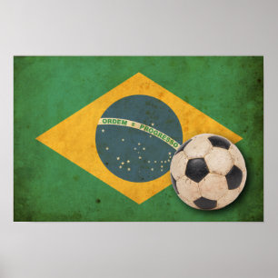 Vintage Flagge Brasiliens Poster