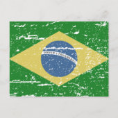 Vintage Flagge Brasiliens Postkarte (Vorderseite)