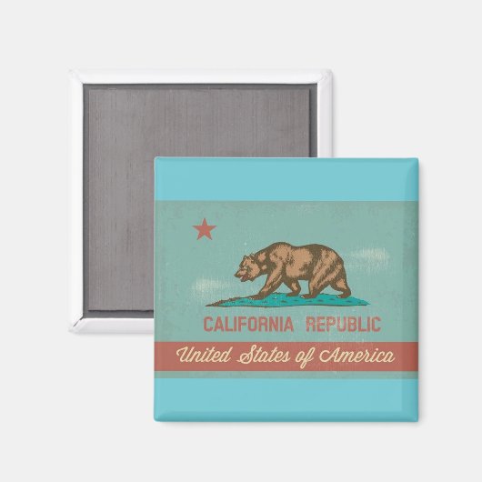 Vintage Flagge California Magnet (Vorderseite/Rückseite)