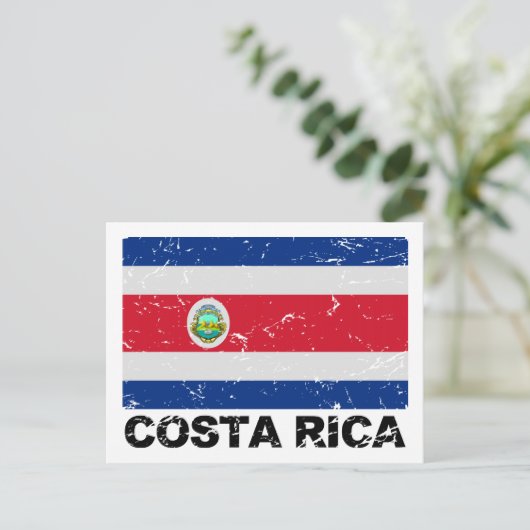 Vintage Flagge Costa Ricas Postkarte (Stehend Vorderseite)