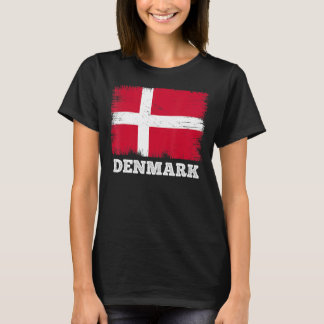 Vintage Flagge Dänemark Landesrückenflagge Dänemar T-Shirt