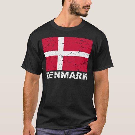 Vintage Flagge Dänemarks T-Shirt (Vorderseite)