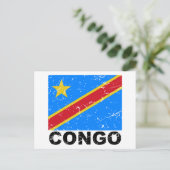 Vintage Flagge der Demokratischen Republik Kongo Postkarte (Stehend Vorderseite)