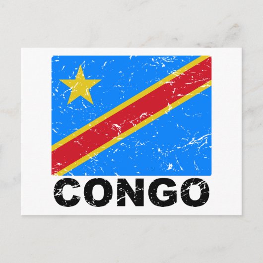 Vintage Flagge der Demokratischen Republik Kongo Postkarte (Vorderseite)