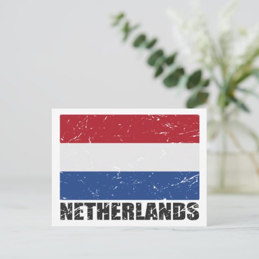 Vintage Flagge der Niederlande Postkarte (Stehend Vorderseite)