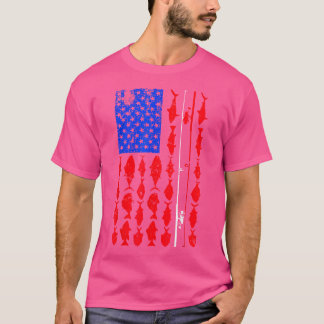 Vintage Flagge der USA Fischen der amerikanischen T-Shirt