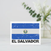 Vintage Flagge El Salvadors Postkarte (Stehend Vorderseite)