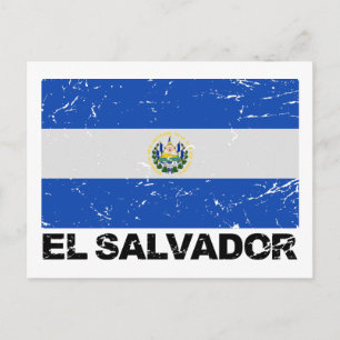 Vintage Flagge El Salvadors Postkarte