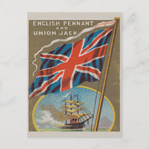 Vintage Flagge Englisch Pennant Union Jack Postkarte