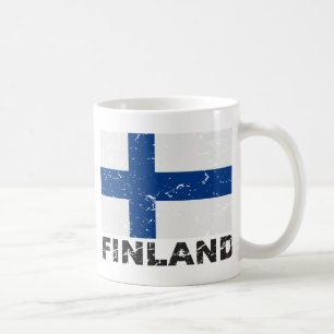 Vintage Flagge Finnlands Kaffeetasse