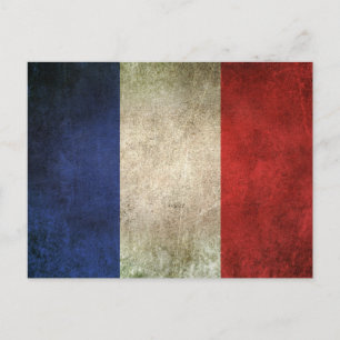 Vintage Flagge Frankreichs mit Gebrauchsspuren Postkarte