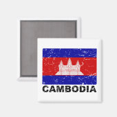Vintage Flagge Kambodschas Magnet (Vorderseite/Rückseite)