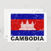 Vintage Flagge Kambodschas Postkarte (Vorne/Hinten)