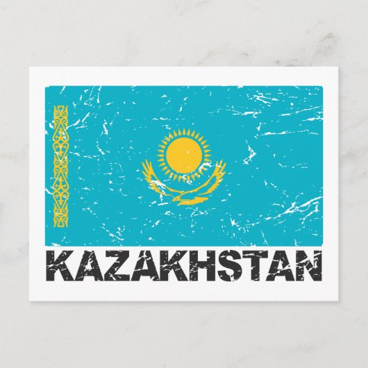 Vintage Flagge Kasachstans Postkarte (Vorderseite)