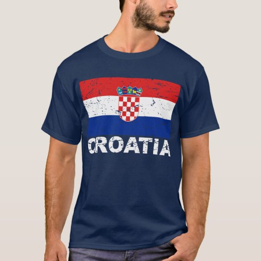 Vintage Flagge Kroatiens T-Shirt (Vorderseite)