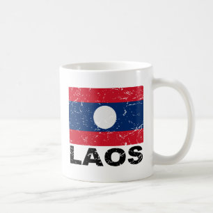 Vintage Flagge Laos Kaffeetasse