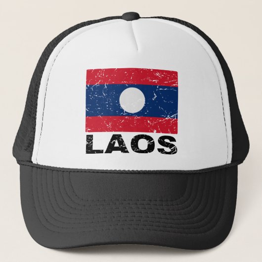Vintage Flagge Laos Truckerkappe (Vorderseite)