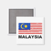 Vintage Flagge Malaysias Magnet (Vorderseite/Rückseite)