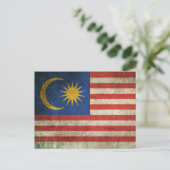 Vintage Flagge Malaysias Postkarte (Stehend Vorderseite)