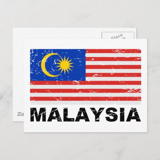 Vintage Flagge Malaysias Postkarte (Vorne/Hinten)