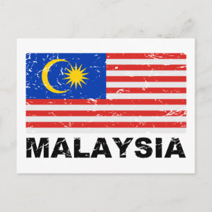 Vintage Flagge Malaysias Postkarte