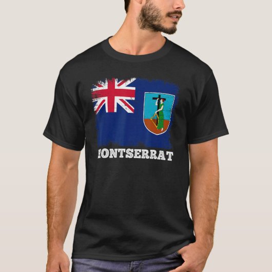 Vintage Flagge Montserrat Retro Flag Montserratian T-Shirt (Vorderseite)