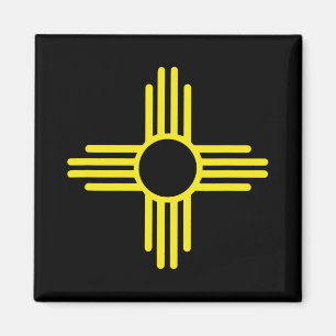 Vintage-Flagge New Mexico Zia-Sonne Retro abgenutz Magnet
